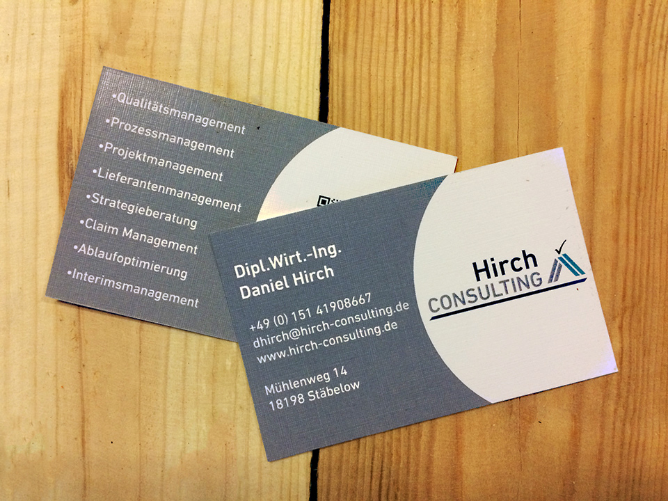 Visitenkartendesign Hirch-Consult - GERBODE-grafikdesign Rostock